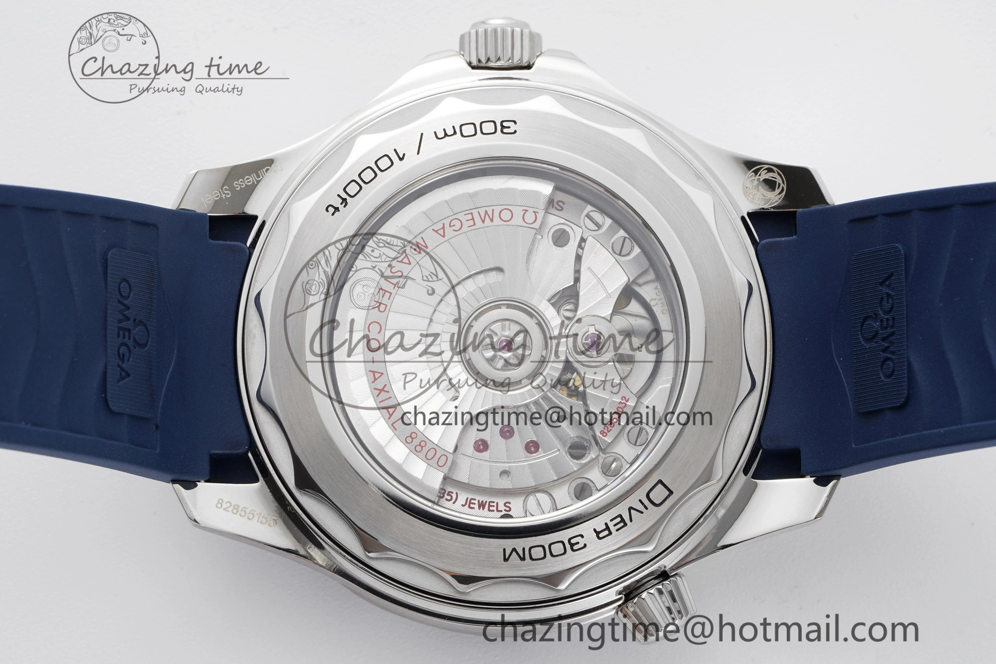 Seamaster Diver 300M ZF 1:1 Best Edition Blue Ceramic Gray Dial on Blue Rubber Strap A WrinkleFree 7735