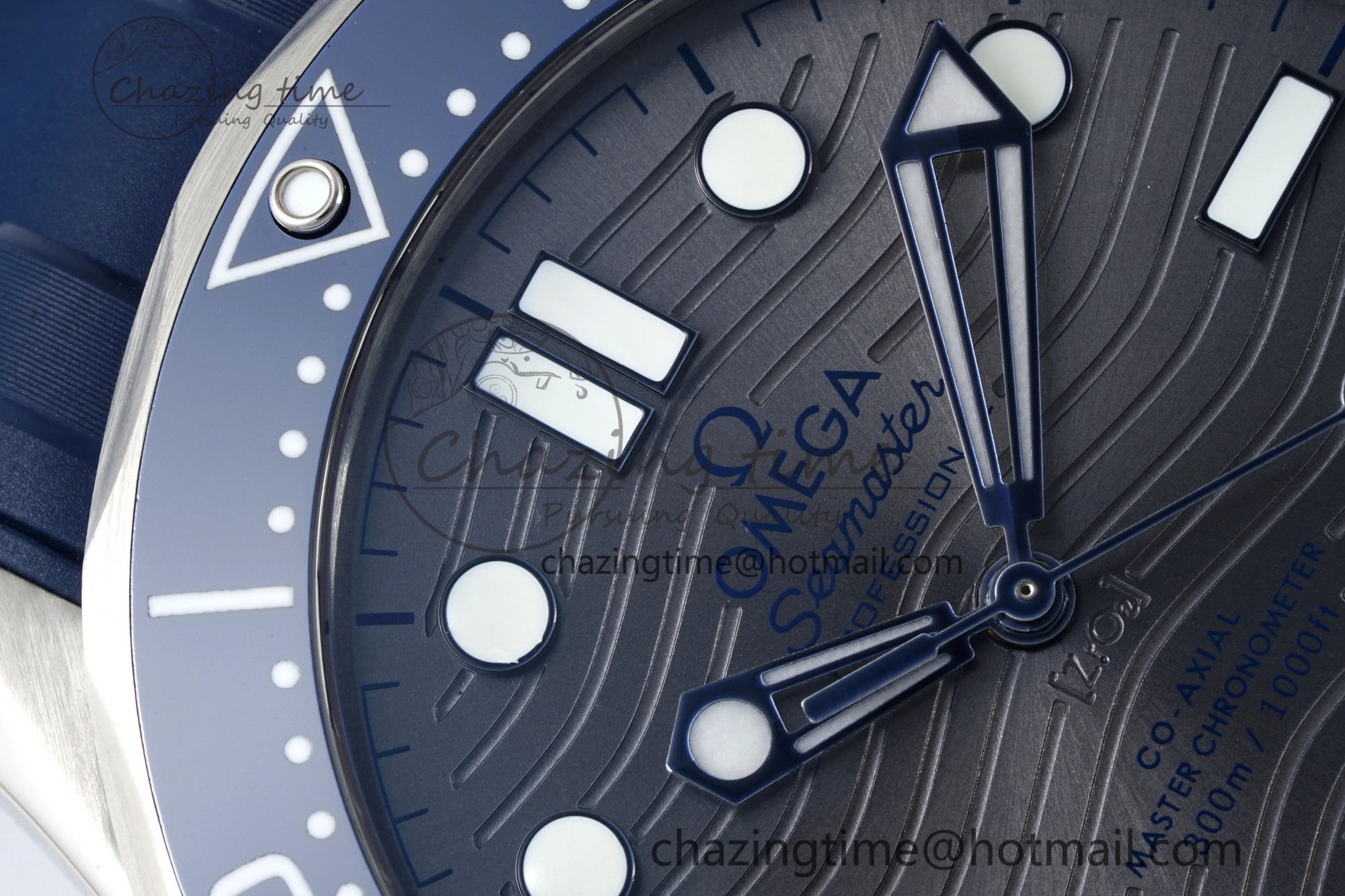 Seamaster Diver 300M ZF 1:1 Best Edition Blue Ceramic Gray Dial on Blue Rubber Strap A WrinkleFree 7735
