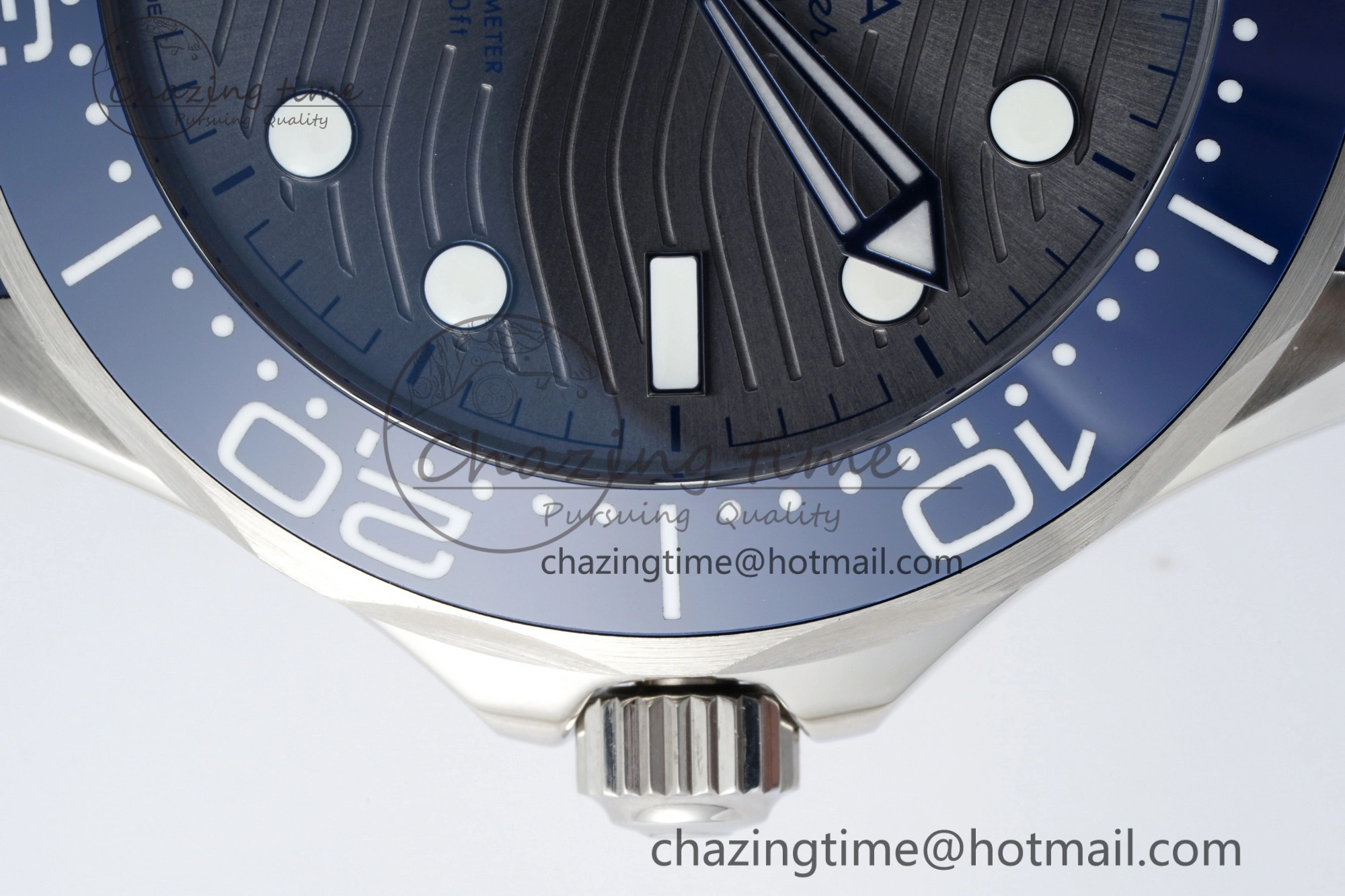 Seamaster Diver 300M ZF 1:1 Best Edition Blue Ceramic Gray Dial on Blue Rubber Strap A WrinkleFree 7735