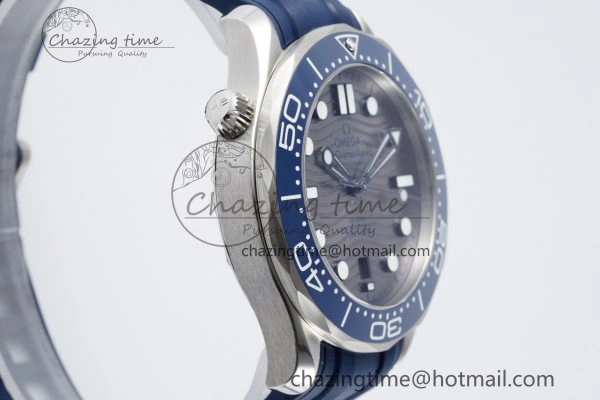 Seamaster Diver 300M ZF 1:1 Best Edition Blue Ceramic Gray Dial on Blue Rubber Strap A WrinkleFree 7735