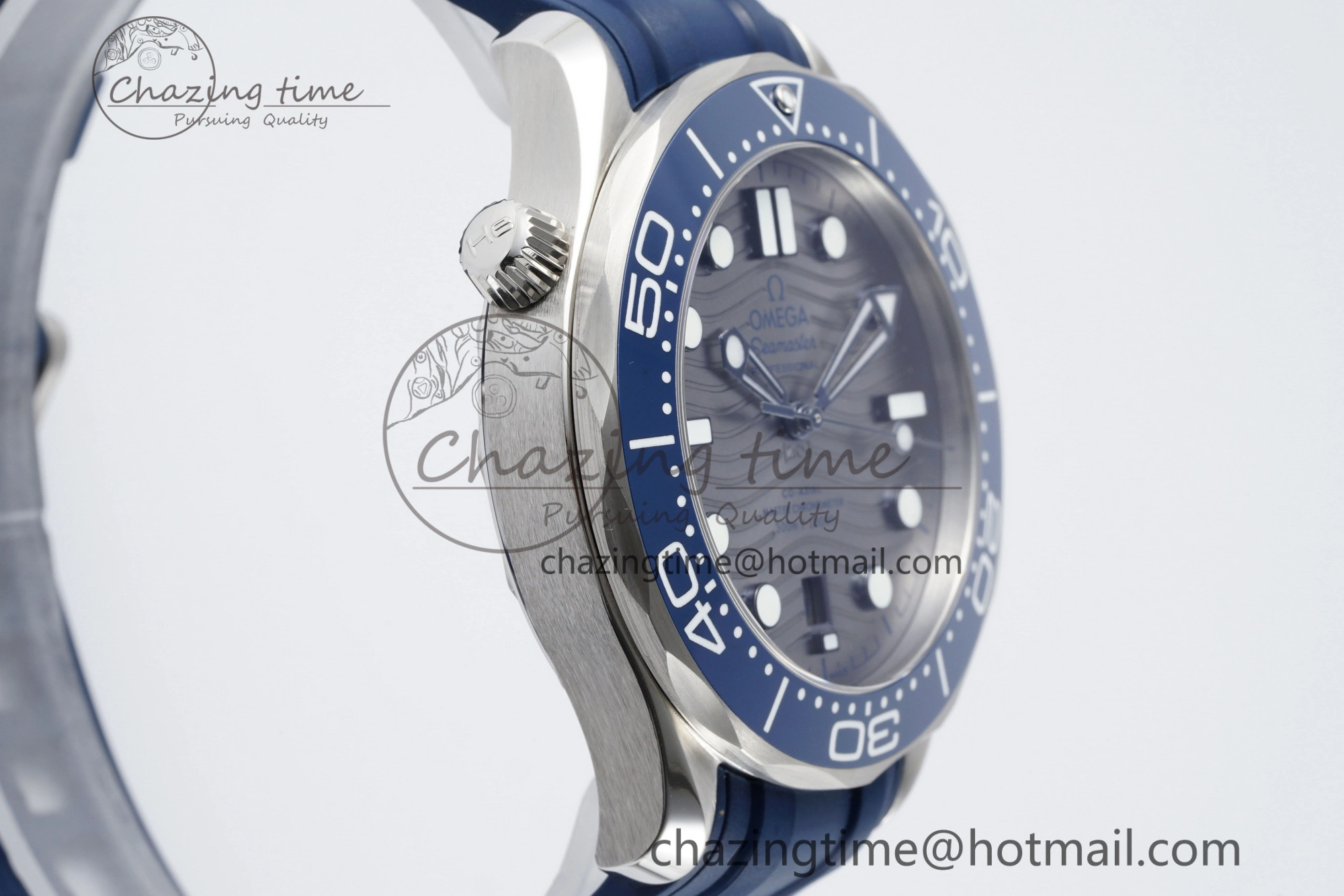 Seamaster Diver 300M ZF 1:1 Best Edition Blue Ceramic Gray Dial on Blue Rubber Strap A WrinkleFree 7735