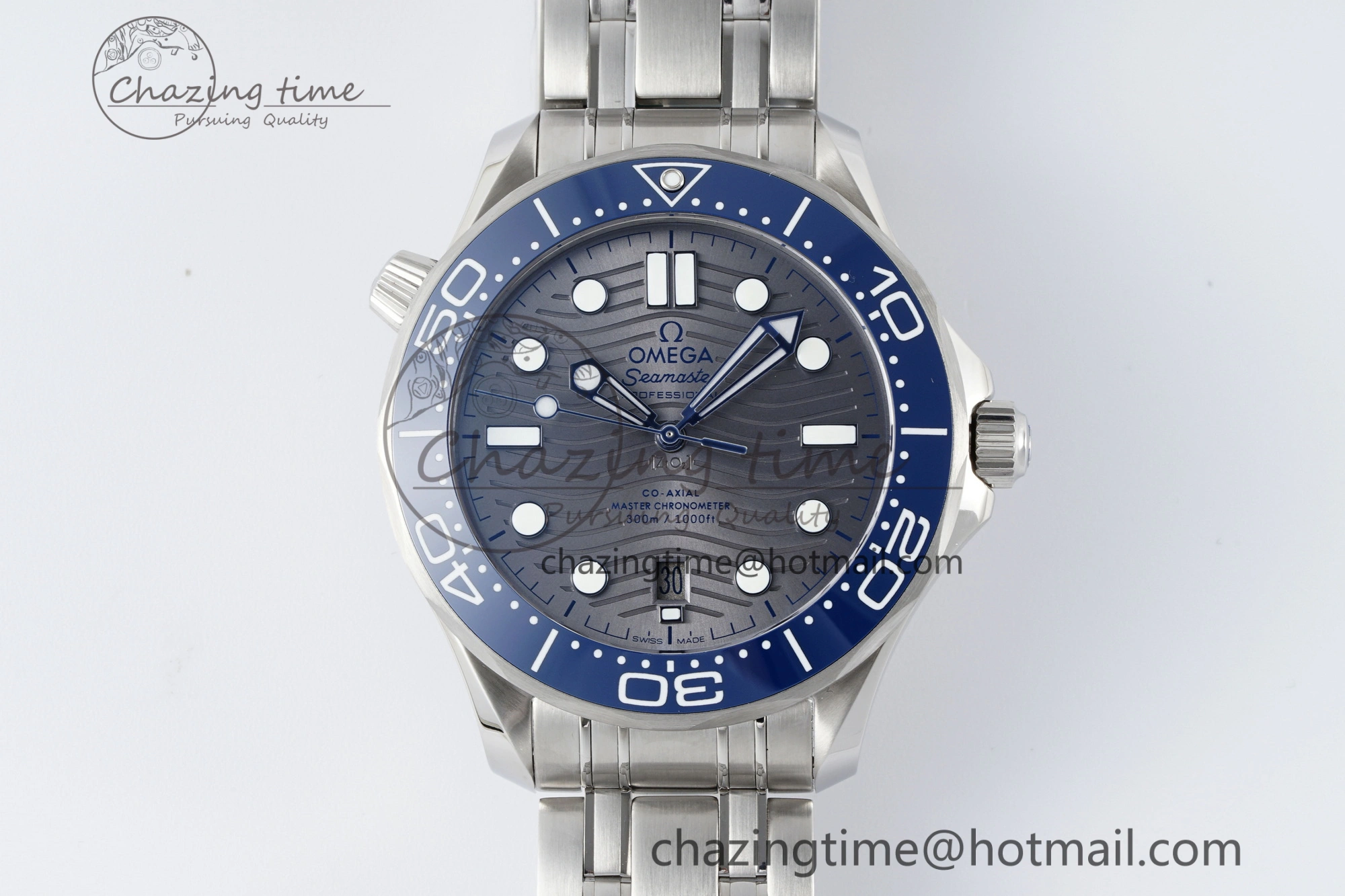 Lightweight Seamaster Diver 300M ZF 1:1 Best Edition Blue Ceramic Gray Dial on SS Bracelet A 7734