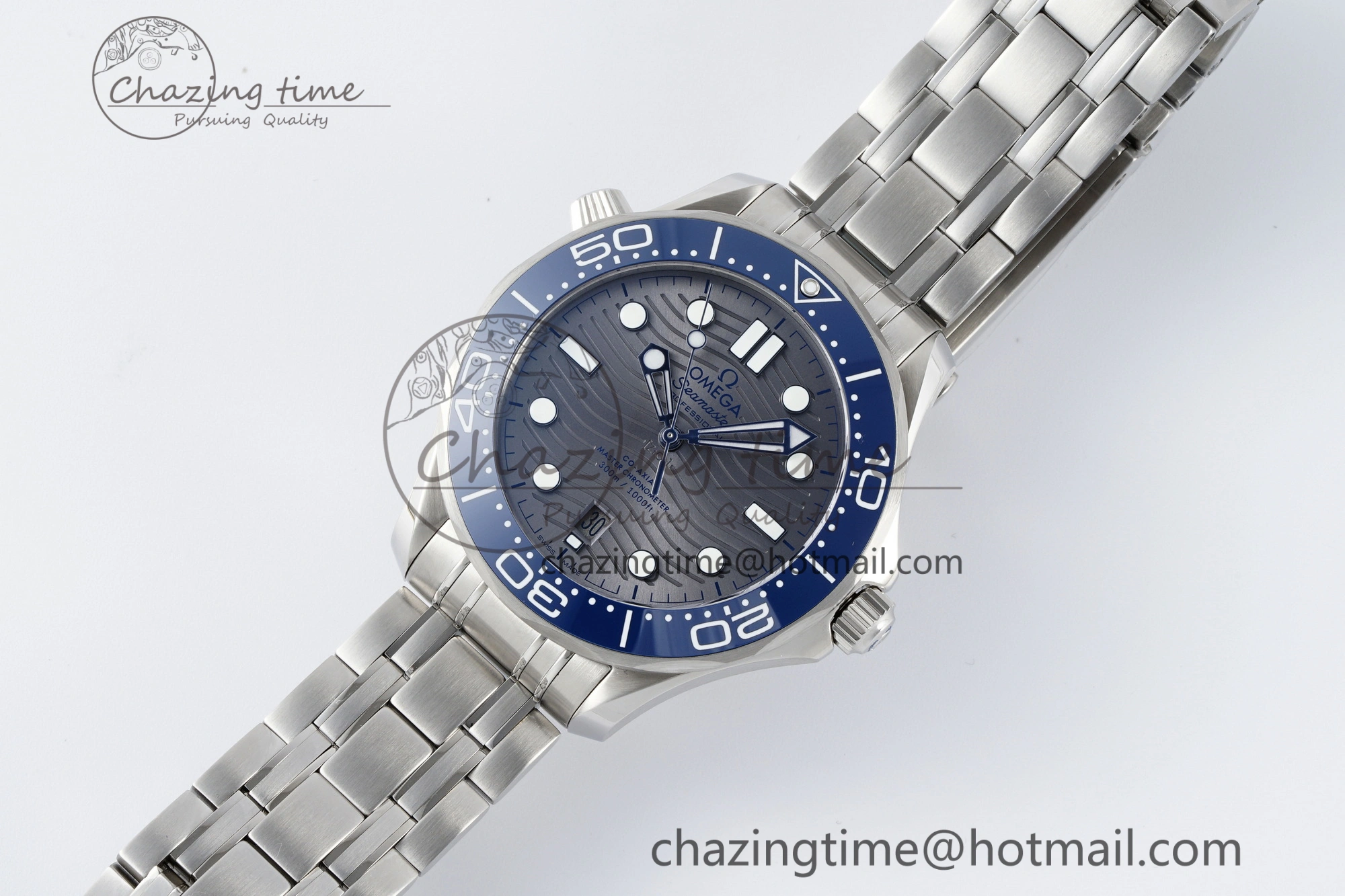 Lightweight Seamaster Diver 300M ZF 1:1 Best Edition Blue Ceramic Gray Dial on SS Bracelet A 7734