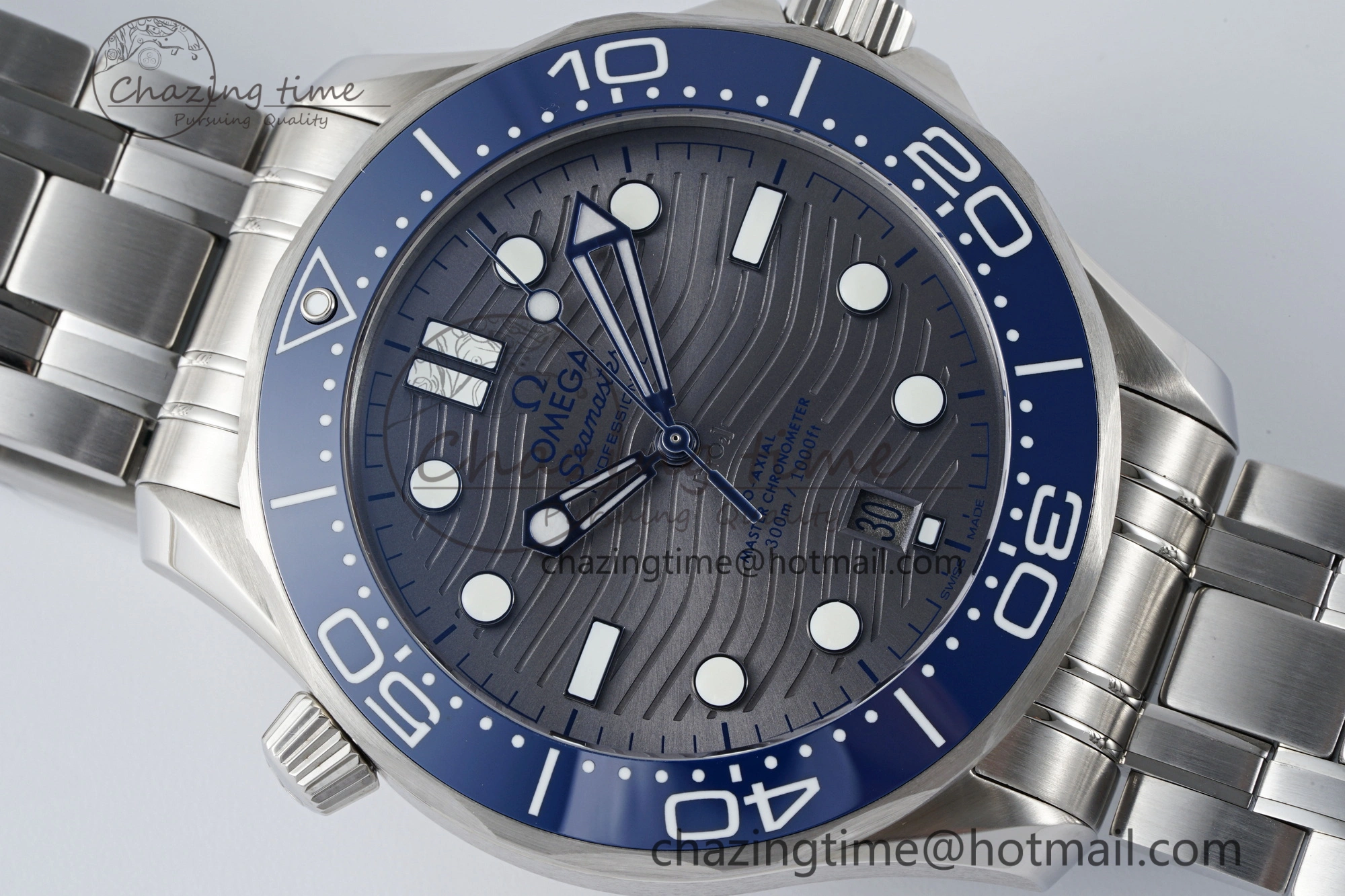 Lightweight Seamaster Diver 300M ZF 1:1 Best Edition Blue Ceramic Gray Dial on SS Bracelet A 7734