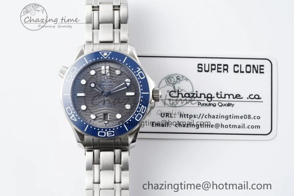 Lightweight Seamaster Diver 300M ZF 1:1 Best Edition Blue Ceramic Gray Dial on SS Bracelet A 7734