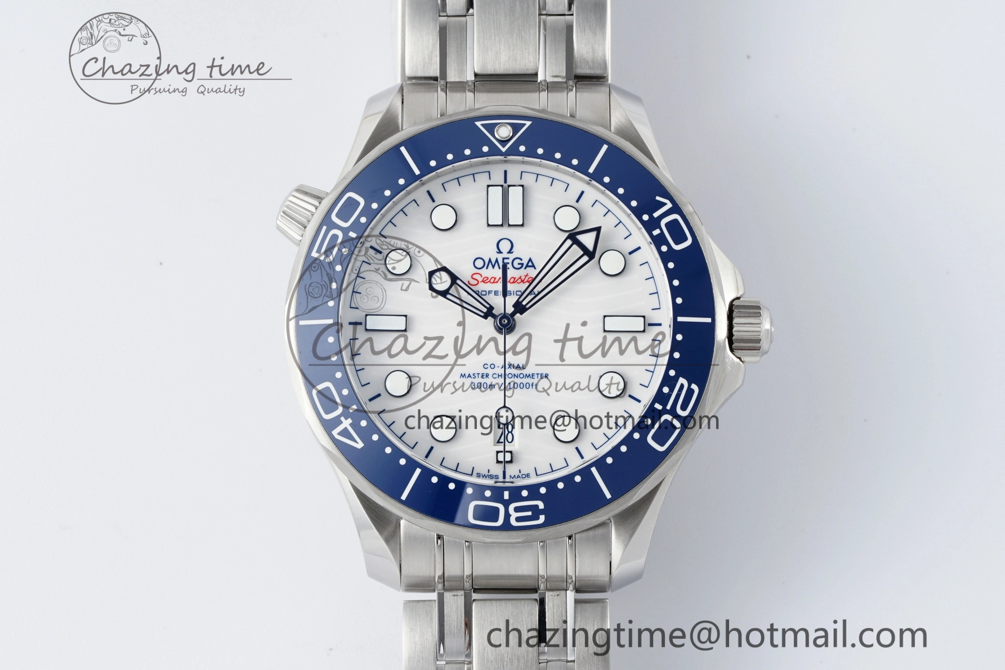 TimelessDesign Seamaster Diver 300M ZF 1:1 Best Edition Blue Ceramic White Dial on SS Bracelet A 7733