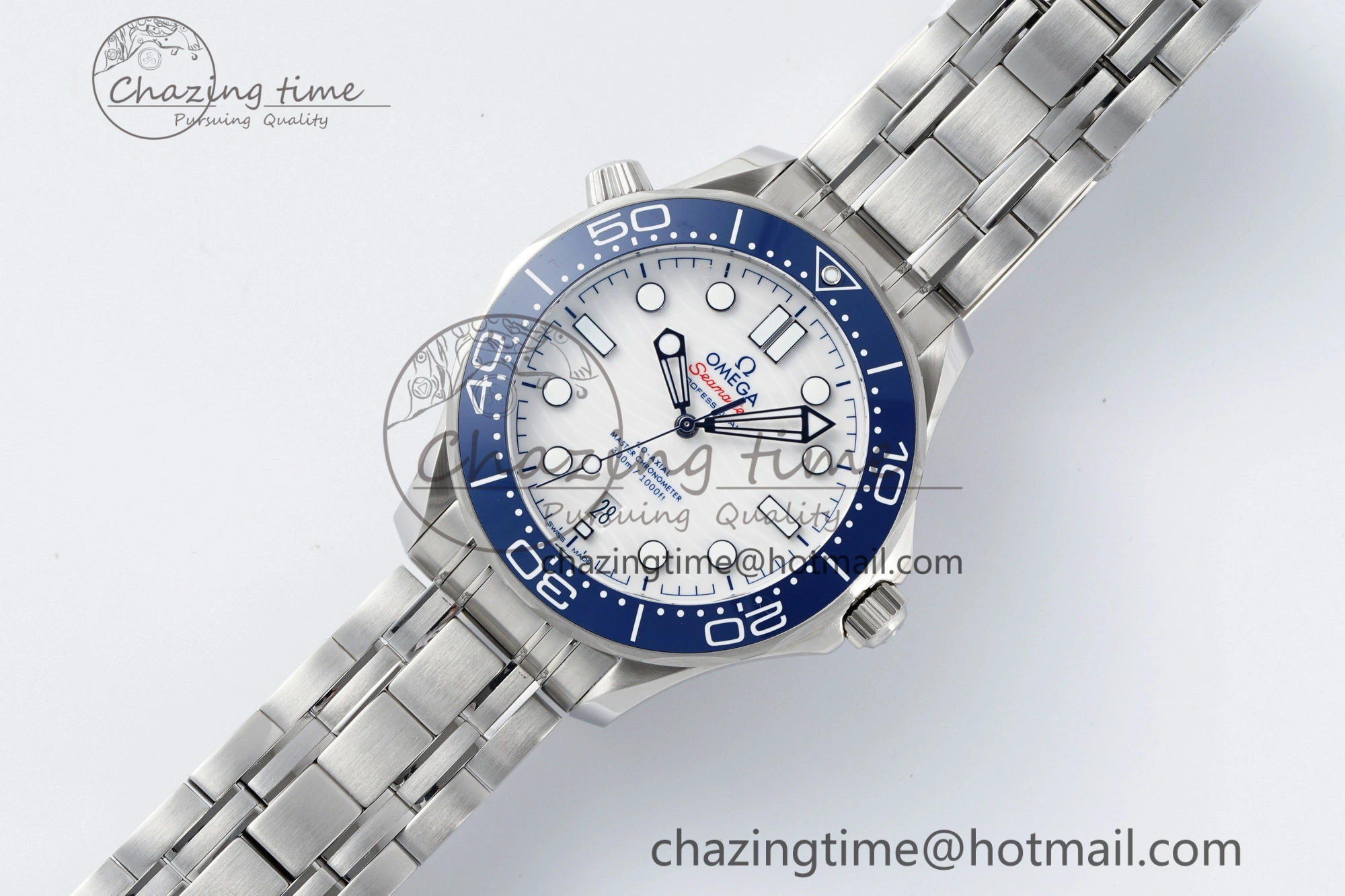 TimelessDesign Seamaster Diver 300M ZF 1:1 Best Edition Blue Ceramic White Dial on SS Bracelet A 7733