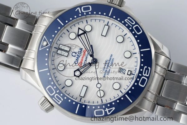 TimelessDesign Seamaster Diver 300M ZF 1:1 Best Edition Blue Ceramic White Dial on SS Bracelet A 7733