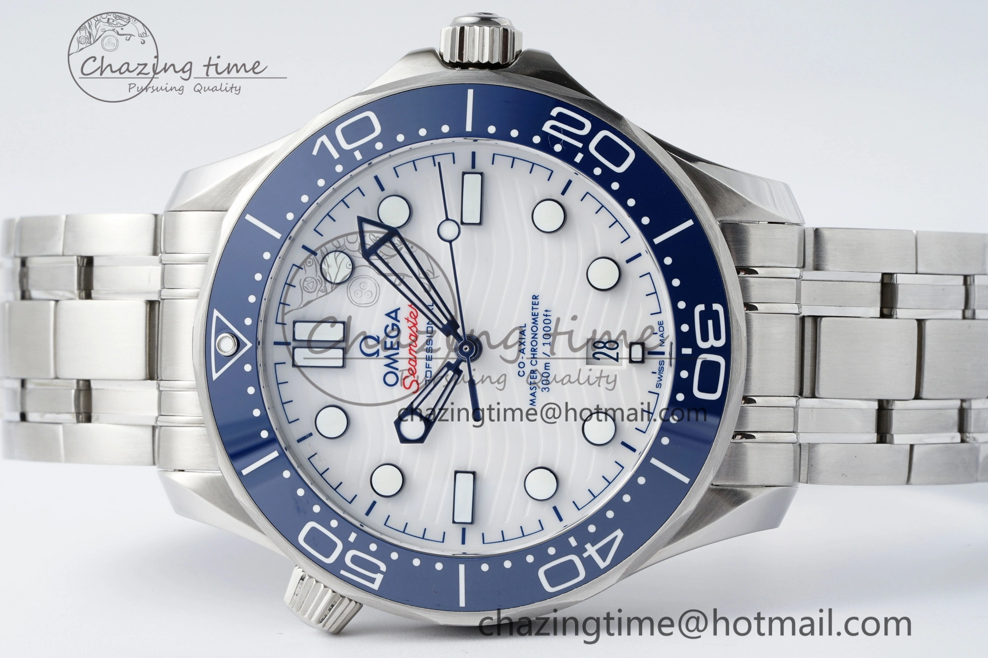 TimelessDesign Seamaster Diver 300M ZF 1:1 Best Edition Blue Ceramic White Dial on SS Bracelet A 7733