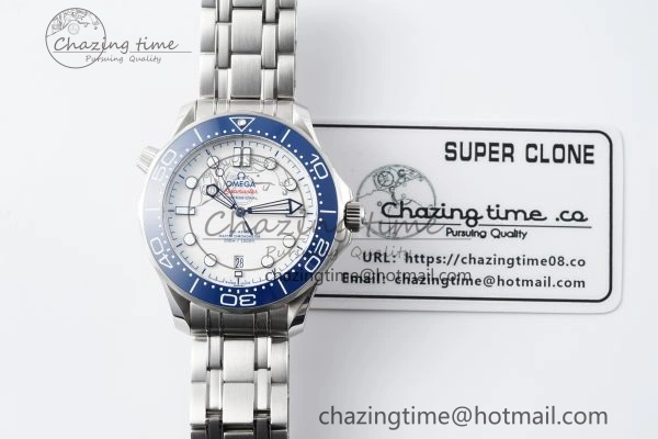 TimelessDesign Seamaster Diver 300M ZF 1:1 Best Edition Blue Ceramic White Dial on SS Bracelet A 7733