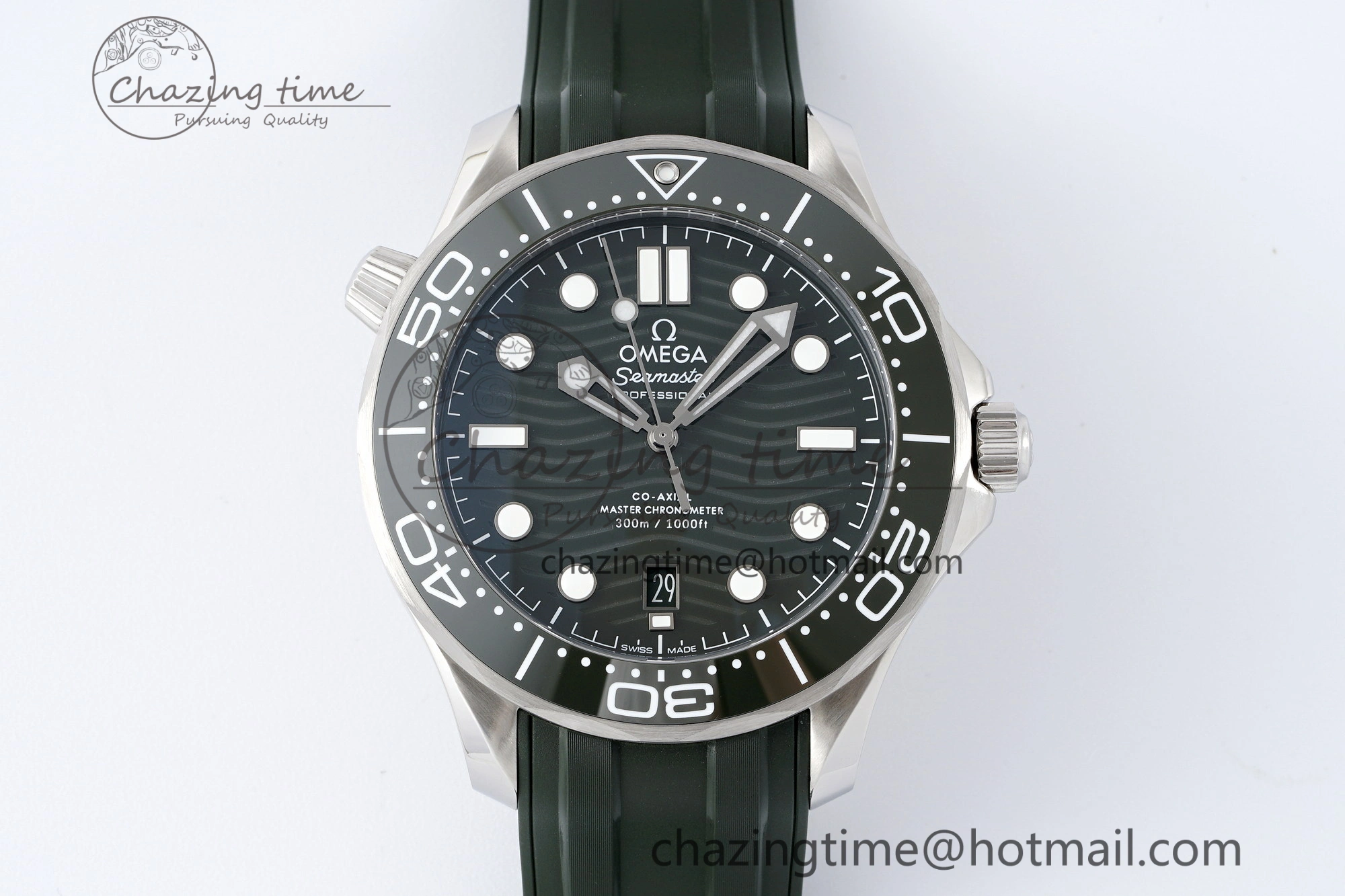 Fashionable Seamaster Diver 300M ZF 1:1 Best Edition Green Ceramic Green Dial on Green Rubber Strap A 7823