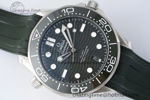 Fashionable Seamaster Diver 300M ZF 1:1 Best Edition Green Ceramic Green Dial on Green Rubber Strap A 7823