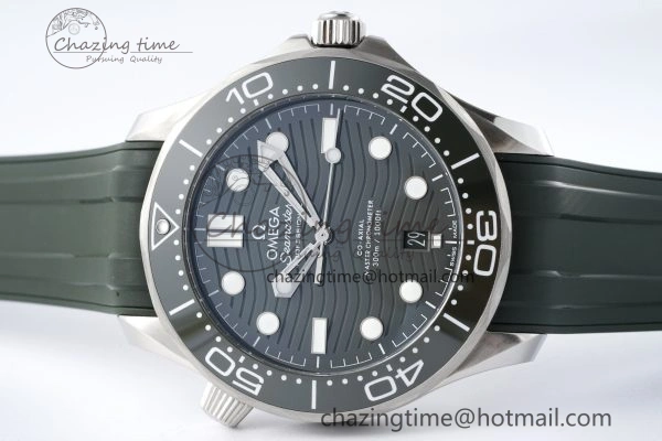 Fashionable Seamaster Diver 300M ZF 1:1 Best Edition Green Ceramic Green Dial on Green Rubber Strap A 7823