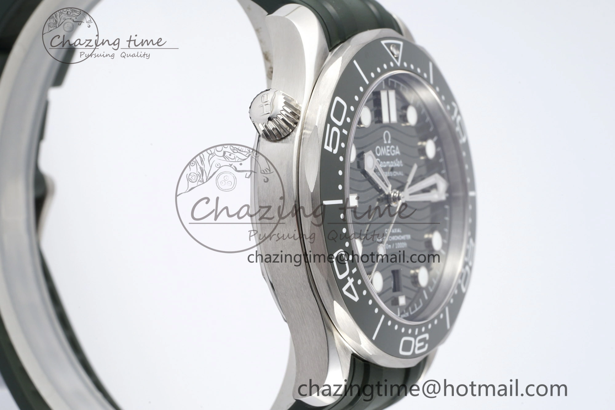 Fashionable Seamaster Diver 300M ZF 1:1 Best Edition Green Ceramic Green Dial on Green Rubber Strap A 7823