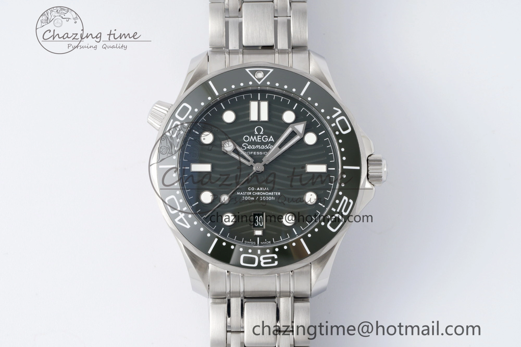 Seamaster Diver 300M ZF 1:1 Best Edition Green Ceramic Green Dial on SS Bracelet A QuickDry 7825