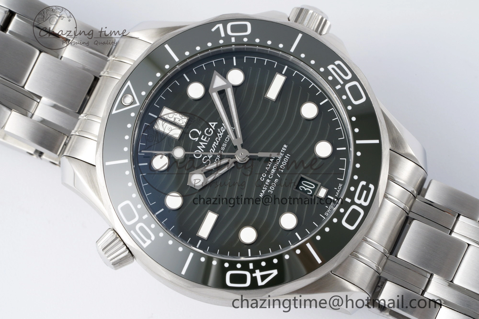 Seamaster Diver 300M ZF 1:1 Best Edition Green Ceramic Green Dial on SS Bracelet A QuickDry 7825
