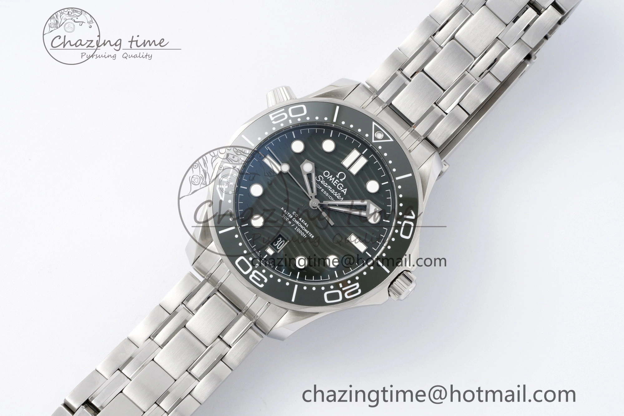 Seamaster Diver 300M ZF 1:1 Best Edition Green Ceramic Green Dial on SS Bracelet A QuickDry 7825