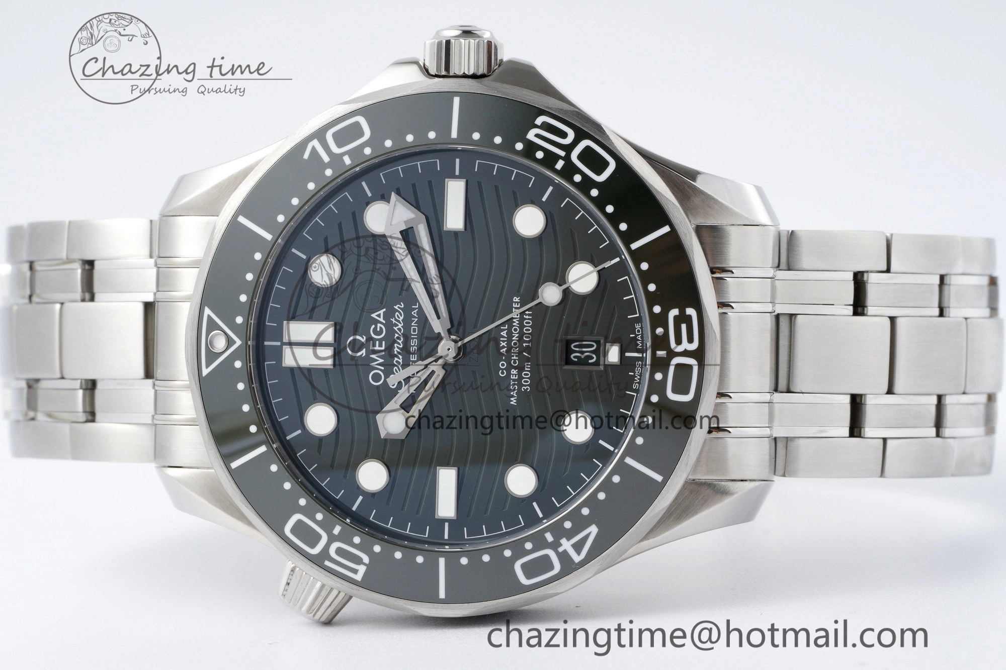 Seamaster Diver 300M ZF 1:1 Best Edition Green Ceramic Green Dial on SS Bracelet A QuickDry 7825
