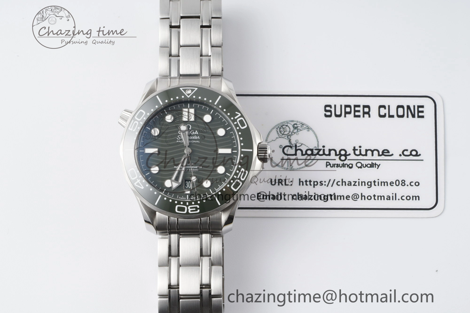 Seamaster Diver 300M ZF 1:1 Best Edition Green Ceramic Green Dial on SS Bracelet A QuickDry 7825