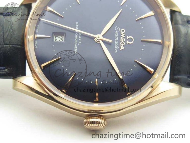 Durable Seamaster Edizione Venezia RG Best Edition Blue Dial On Leather Strap A 8126