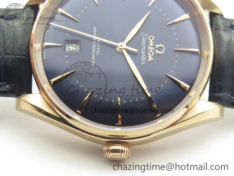 Durable Seamaster Edizione Venezia RG Best Edition Blue Dial On Leather Strap A 8126
