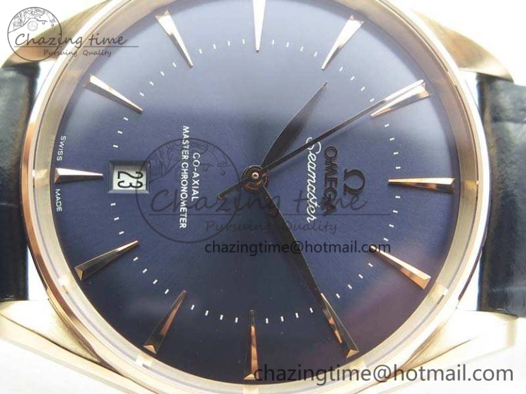 Durable Seamaster Edizione Venezia RG Best Edition Blue Dial On Leather Strap A 8126