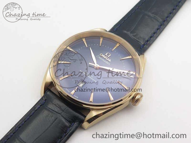 Durable Seamaster Edizione Venezia RG Best Edition Blue Dial On Leather Strap A 8126