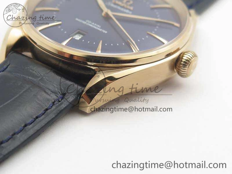 Durable Seamaster Edizione Venezia RG Best Edition Blue Dial On Leather Strap A 8126