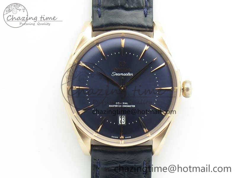Durable Seamaster Edizione Venezia RG Best Edition Blue Dial On Leather Strap A 8126