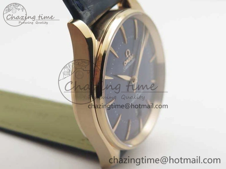 Durable Seamaster Edizione Venezia RG Best Edition Blue Dial On Leather Strap A 8126