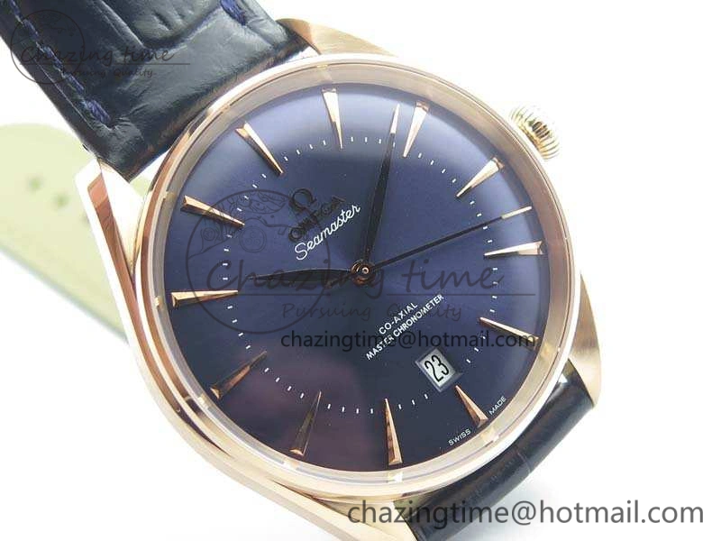 Durable Seamaster Edizione Venezia RG Best Edition Blue Dial On Leather Strap A 8126