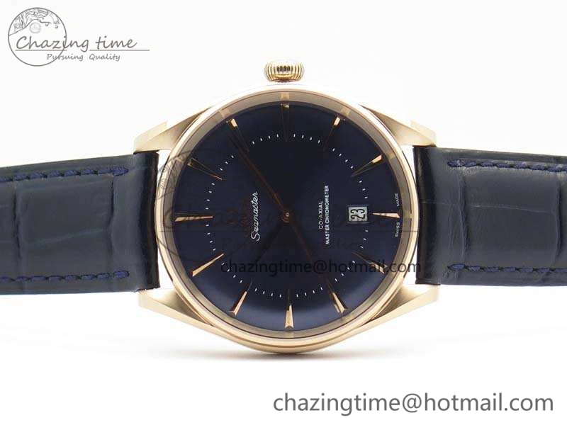 Durable Seamaster Edizione Venezia RG Best Edition Blue Dial On Leather Strap A 8126