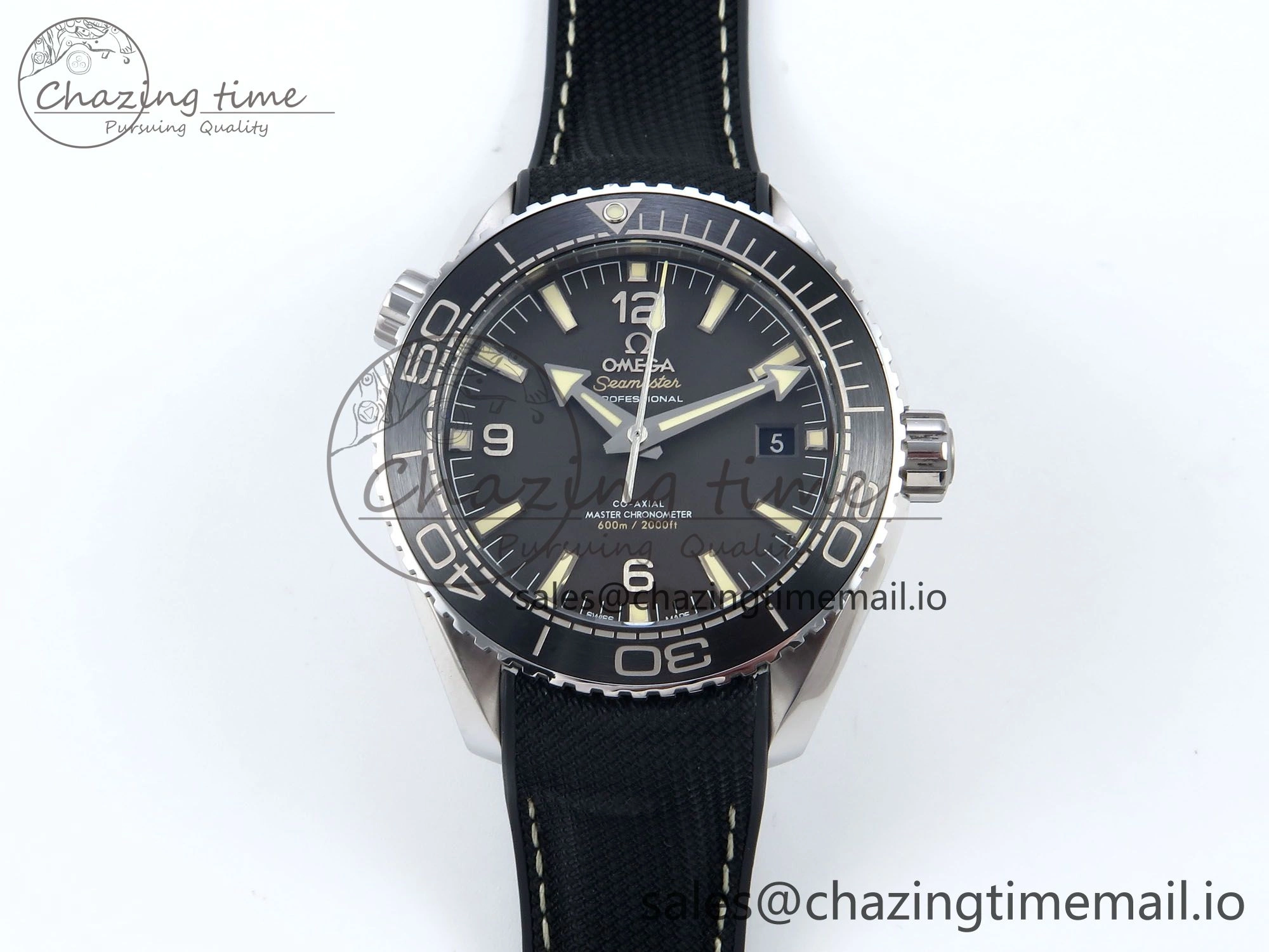 Seamaster Planet Ocean 600M 43.5mm SS SCF 1:1 Best Edition Black Bezel Black Dial on Black Rubber Strap A8900 Super Clone ZeroBulk 7665