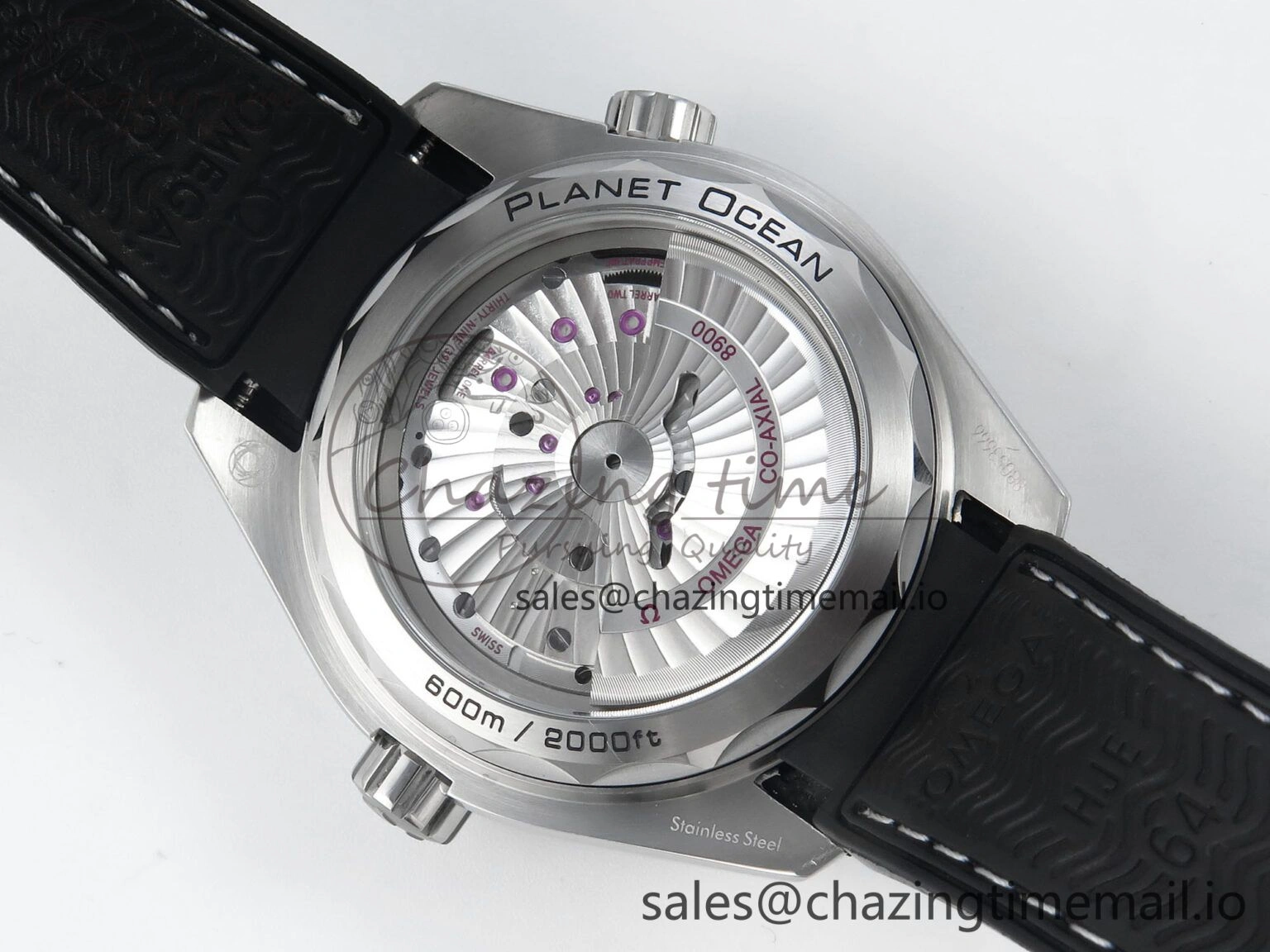 WellDesigned Seamaster Planet Ocean 600M 43.5mm SS SCF 1:1 Best Edition Black Bezel Black Dial on Black Rubber Strap A8900 Super Clone 7664