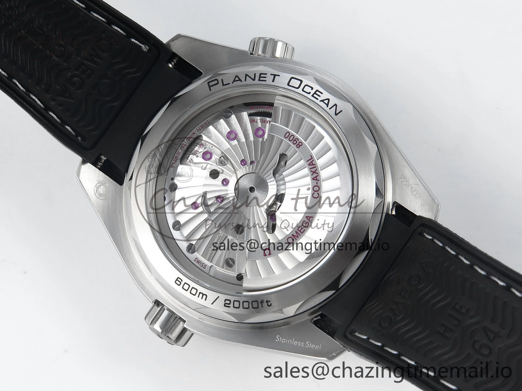 WellDesigned Seamaster Planet Ocean 600M 43.5mm SS SCF 1:1 Best Edition Black Bezel Black Dial on Black Rubber Strap A8900 Super Clone 7664