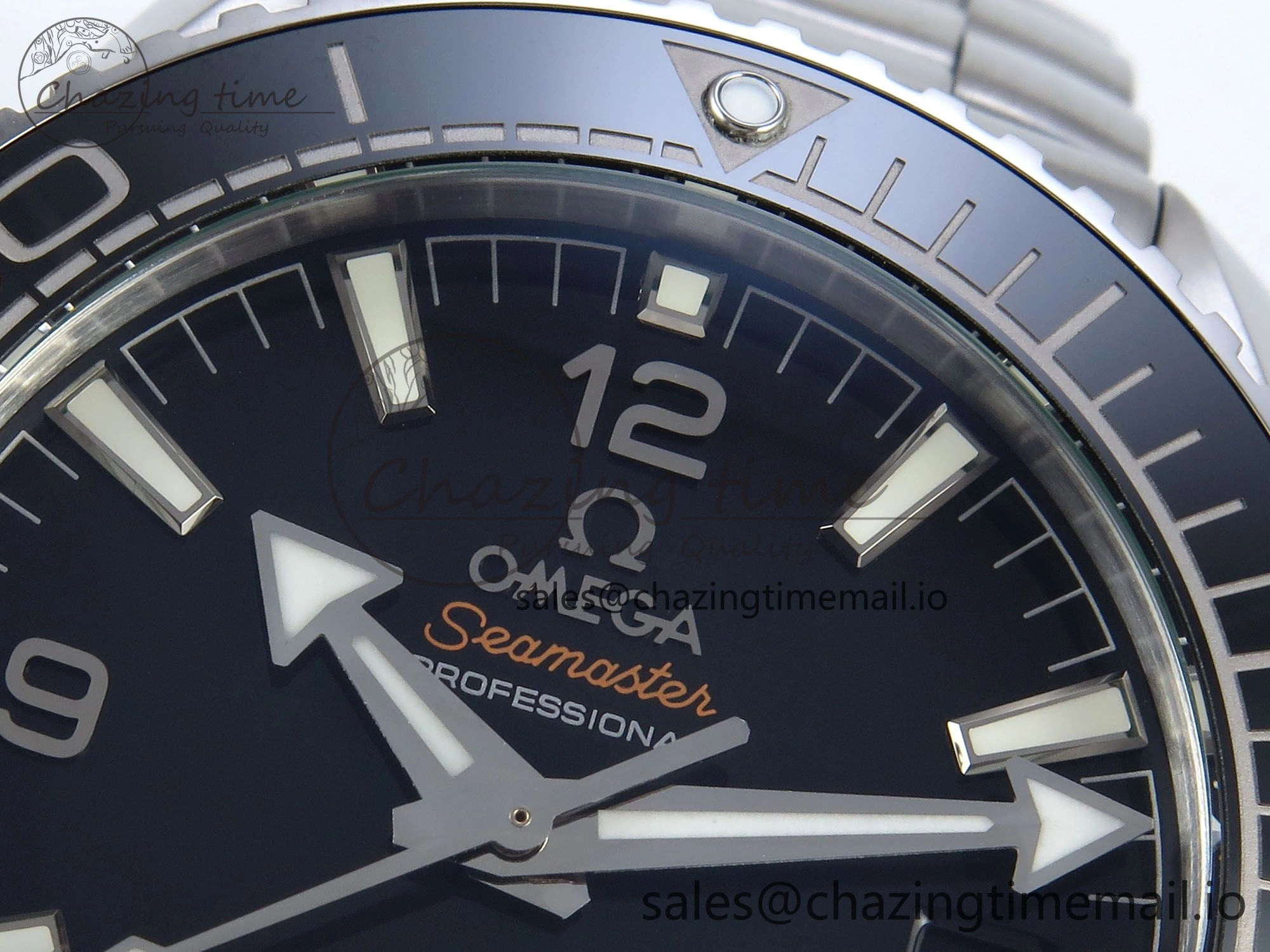 Seamaster Planet Ocean 600M 43.5mm SS SCF 1:1 Best Edition Black Bezel Black Dial on SS Bracelet A8900 Super Clone Compact 7680