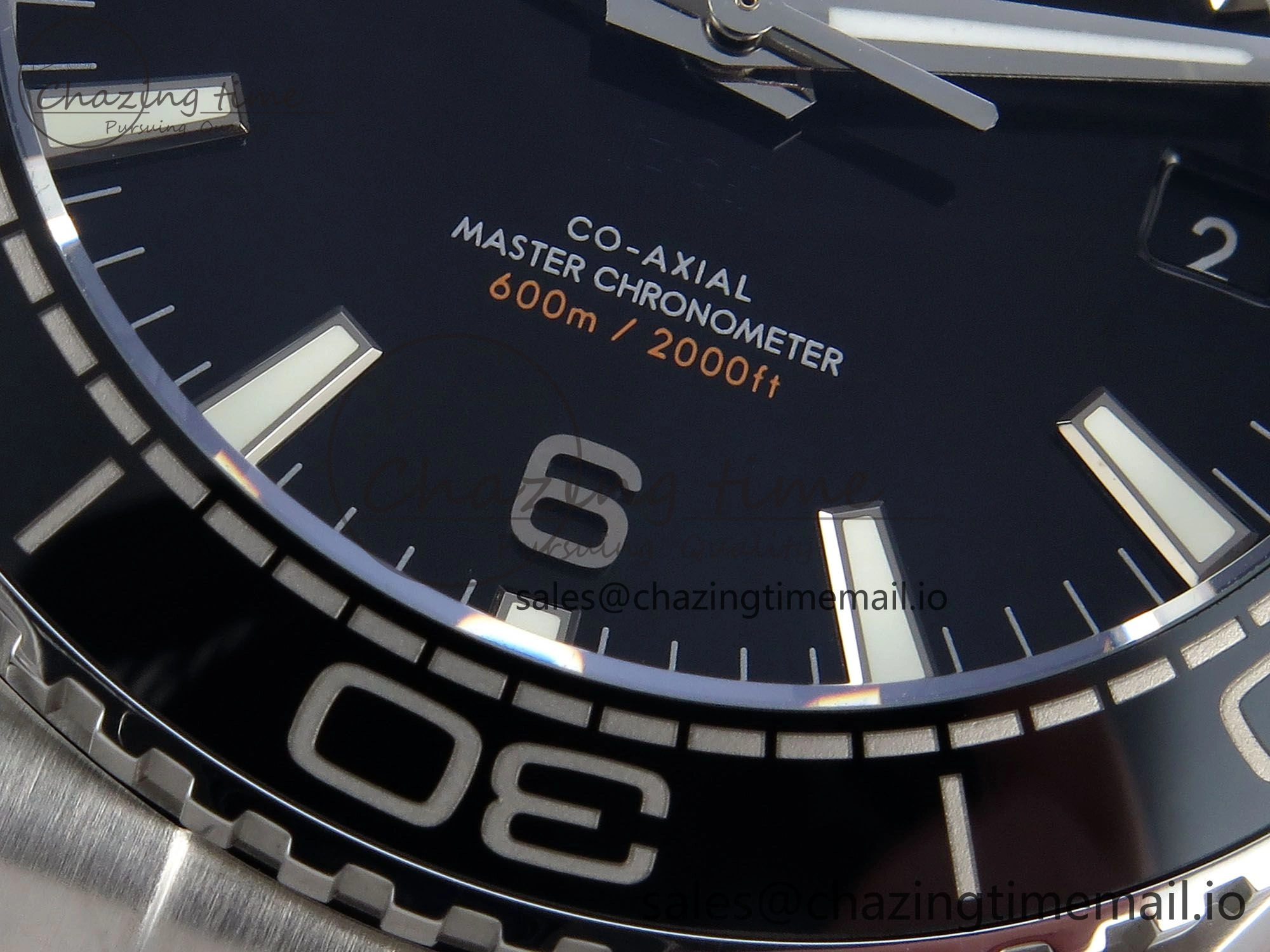 Seamaster Planet Ocean 600M 43.5mm SS SCF 1:1 Best Edition Black Bezel Black Dial on SS Bracelet A8900 Super Clone Compact 7680