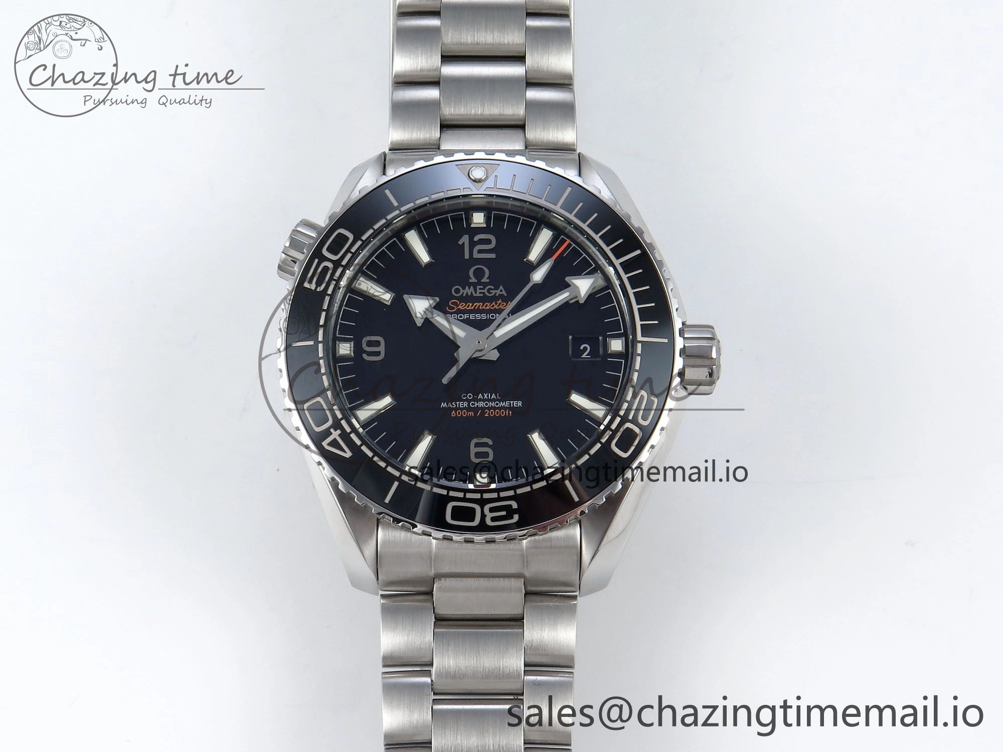 Seamaster Planet Ocean 600M 43.5mm SS SCF 1:1 Best Edition Black Bezel Black Dial on SS Bracelet A8900 Super Clone Compact 7680