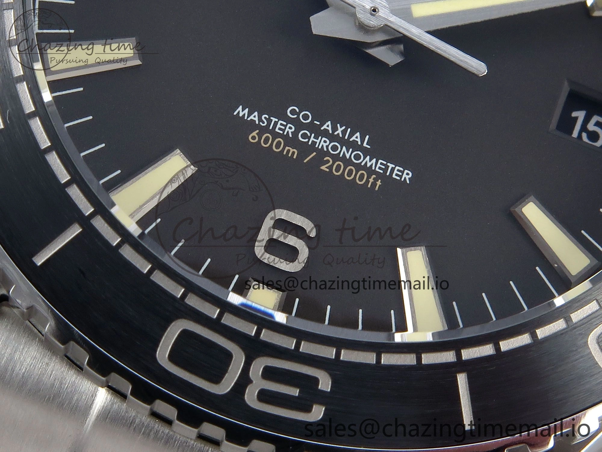 UrbanStyle Seamaster Planet Ocean 600M 43.5mm SS SCF 1:1 Best Edition Black Bezel Black Dial on SS Bracelet A8900 Super Clone 7677