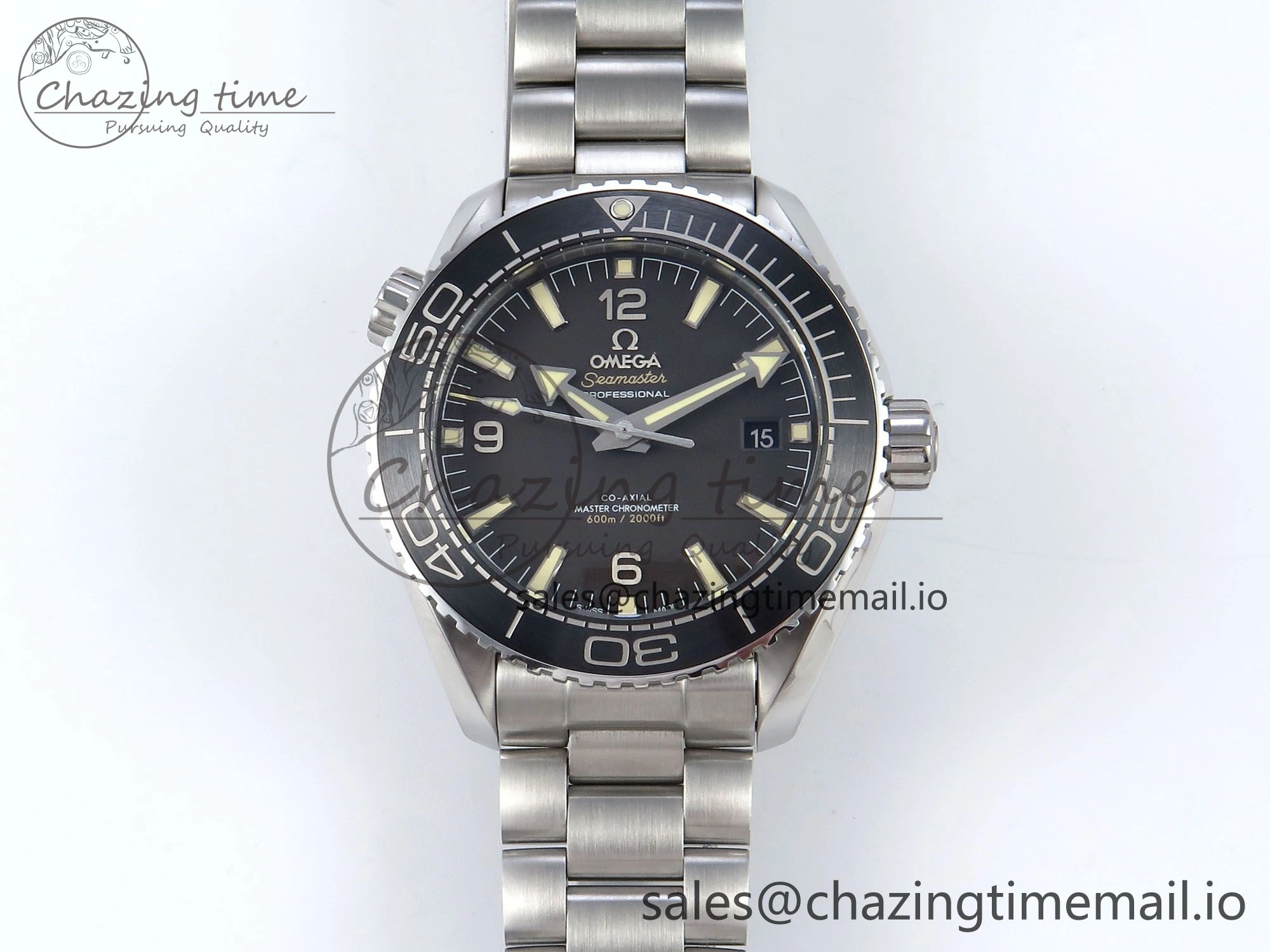 UrbanStyle Seamaster Planet Ocean 600M 43.5mm SS SCF 1:1 Best Edition Black Bezel Black Dial on SS Bracelet A8900 Super Clone 7677