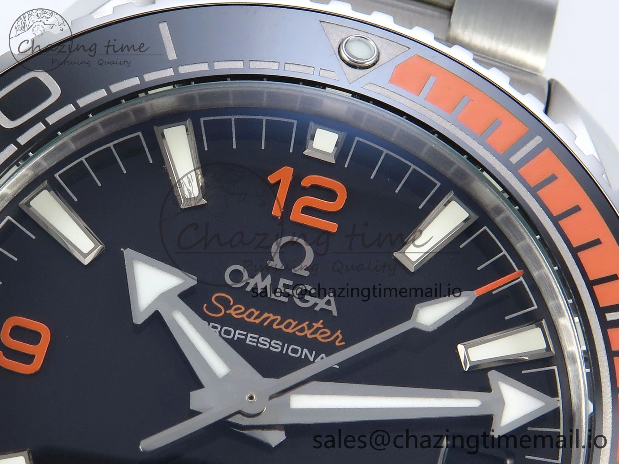 Seamaster Planet Ocean 600M 43.5mm SS SCF 1:1 Best Edition Black Orange Bezel Black Dial on SS Bracelet A8900 Super Clone NewStyle 7682