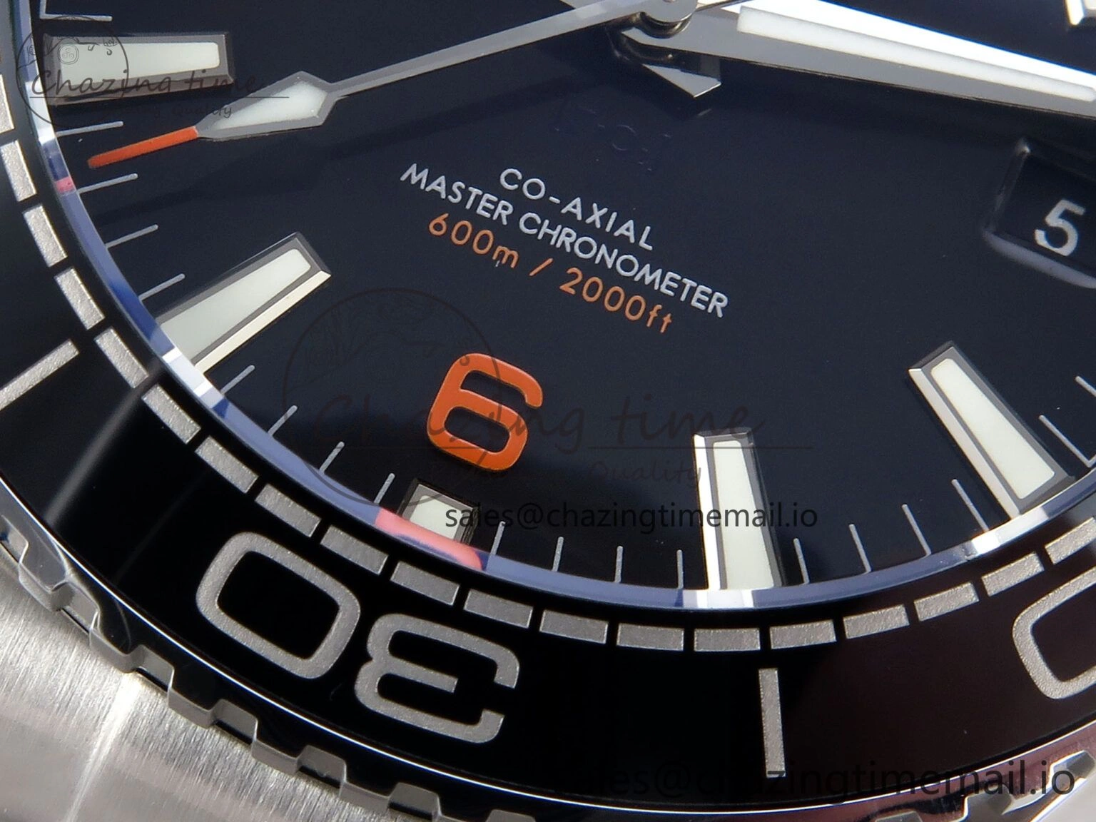 Seamaster Planet Ocean 600M 43.5mm SS SCF 1:1 Best Edition Black Orange Bezel Black Dial on SS Bracelet A8900 Super Clone NewStyle 7682