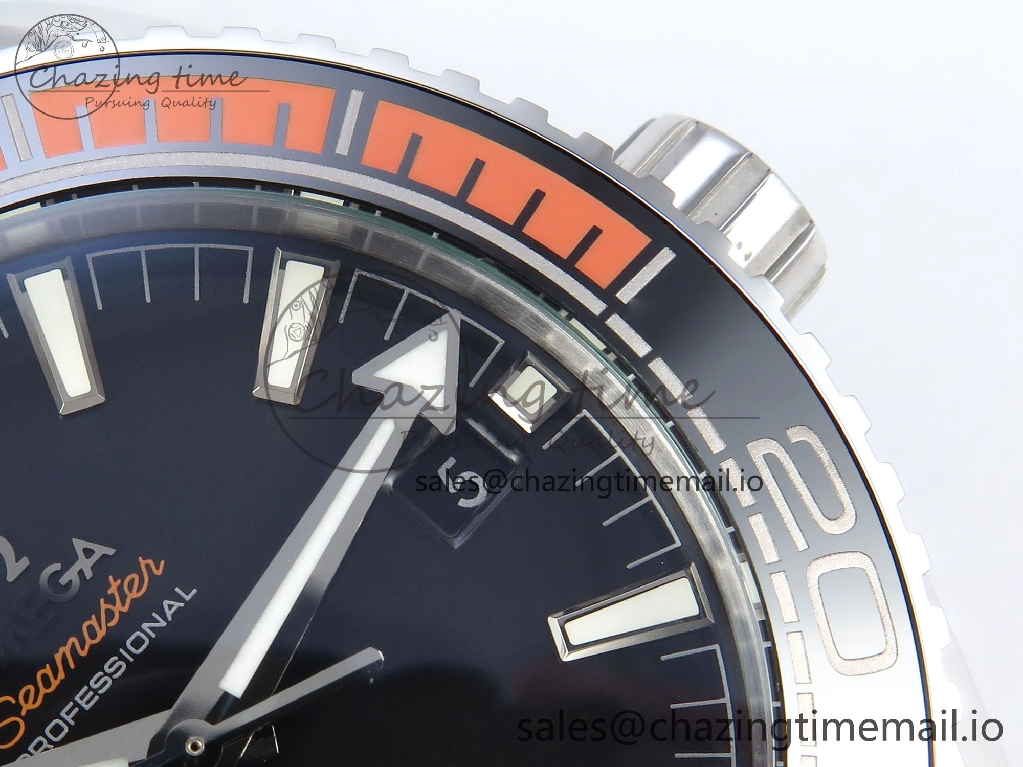 Seamaster Planet Ocean 600M 43.5mm SS SCF 1:1 Best Edition Black Orange Bezel Black Dial on SS Bracelet A8900 Super Clone NewStyle 7682