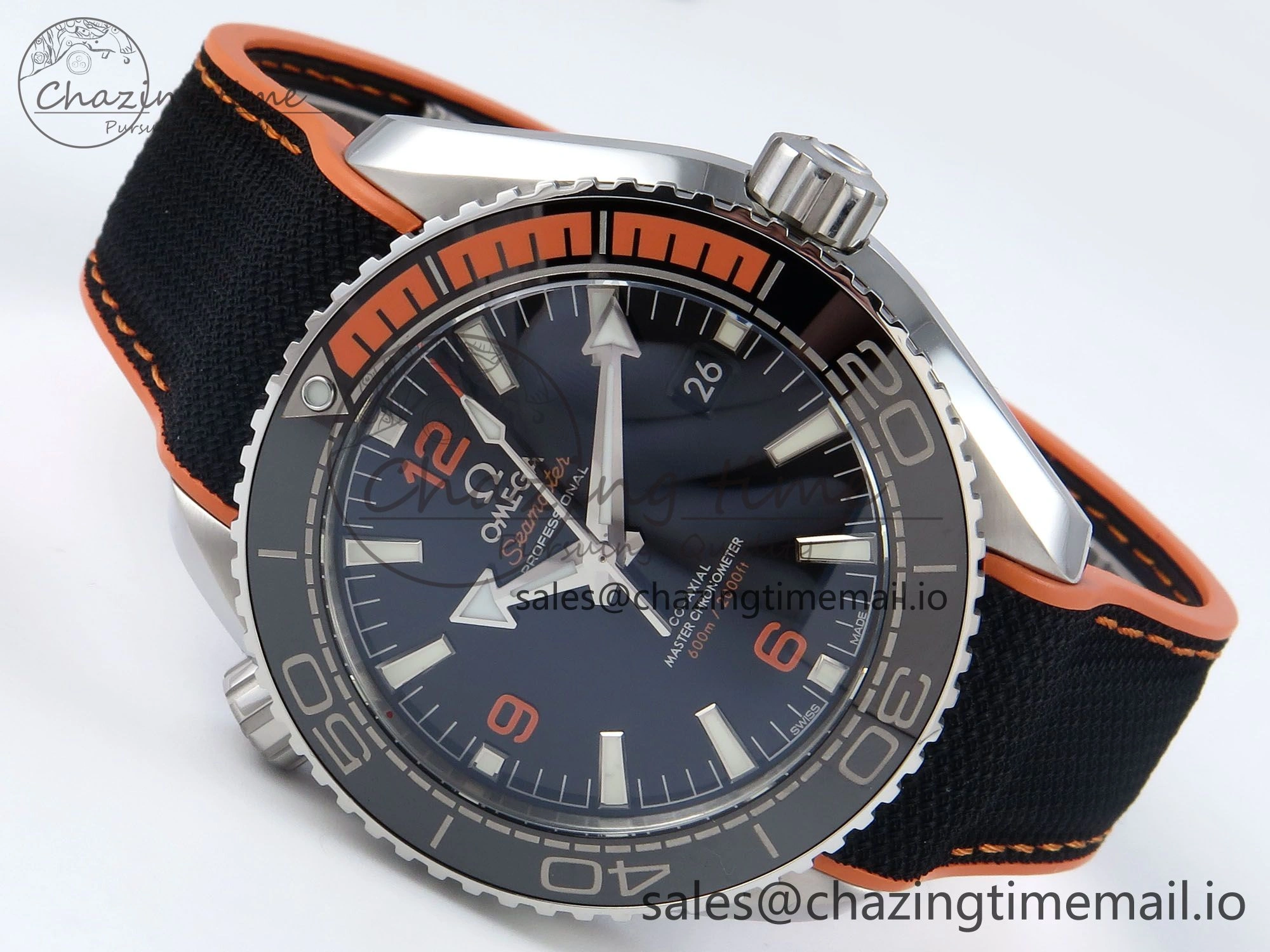 Seamaster Planet Ocean 600M 43.5mm SS SCF 1:1 Best Edition Black orange Bezel Black Dial on Black Rubber Strap A8900 Super Clone ModernLook 7663