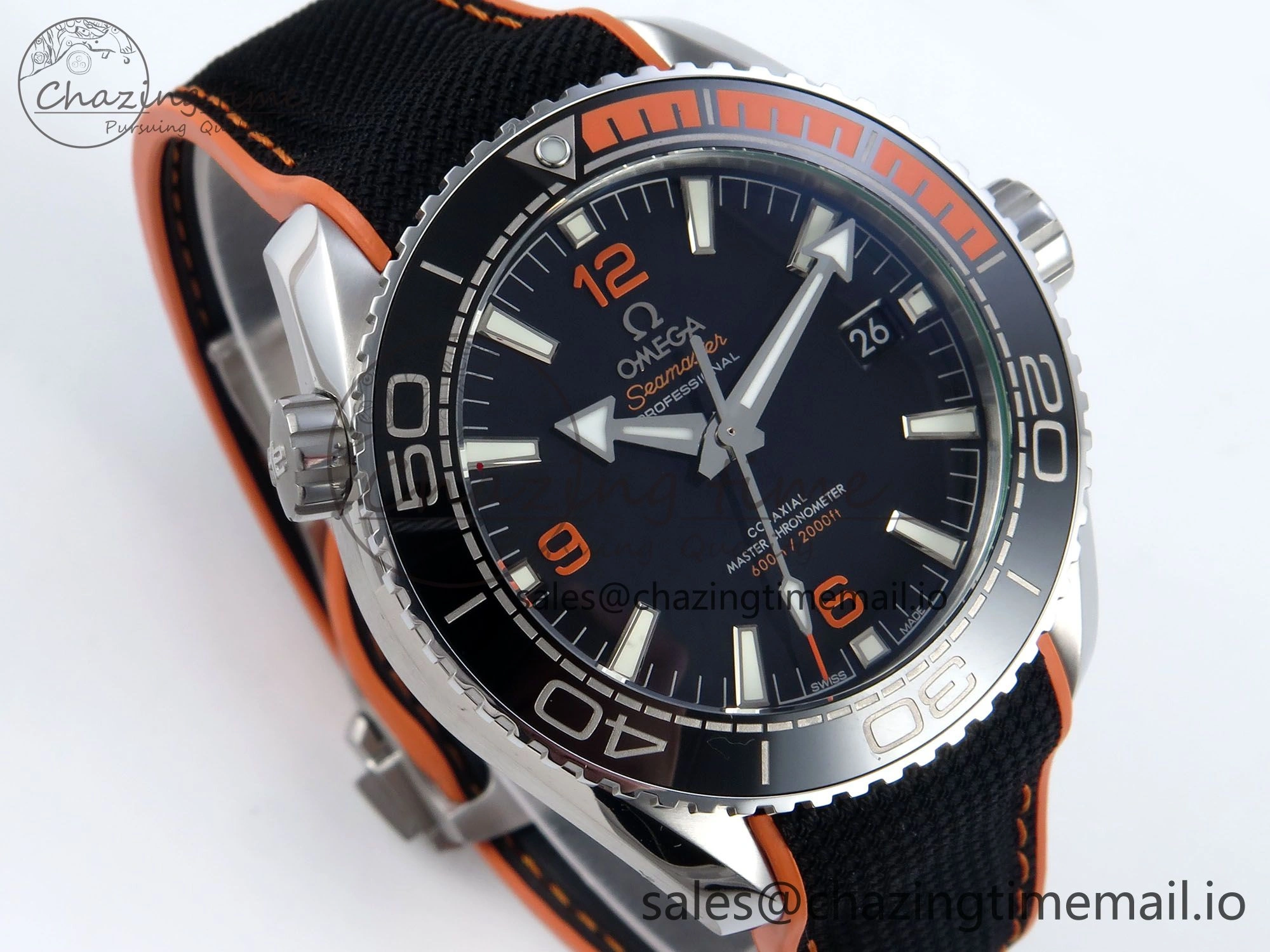 Seamaster Planet Ocean 600M 43.5mm SS SCF 1:1 Best Edition Black orange Bezel Black Dial on Black Rubber Strap A8900 Super Clone ModernLook 7663
