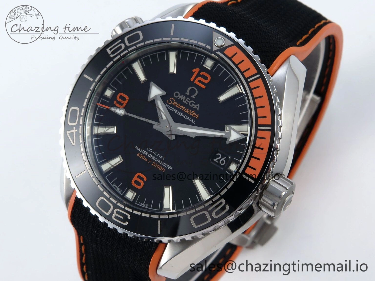 Seamaster Planet Ocean 600M 43.5mm SS SCF 1:1 Best Edition Black orange Bezel Black Dial on Black Rubber Strap A8900 Super Clone ModernLook 7663