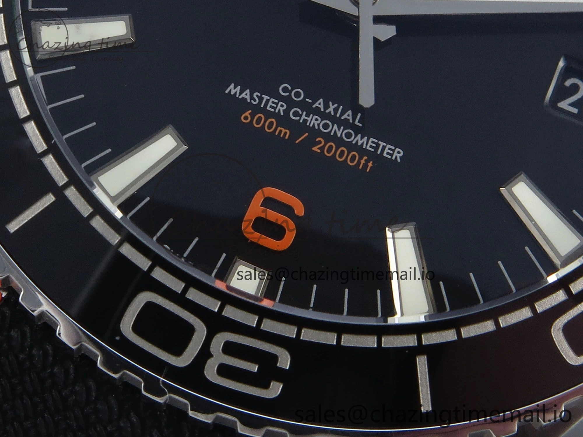 Seamaster Planet Ocean 600M 43.5mm SS SCF 1:1 Best Edition Black orange Bezel Black Dial on Black Rubber Strap A8900 Super Clone ModernLook 7663