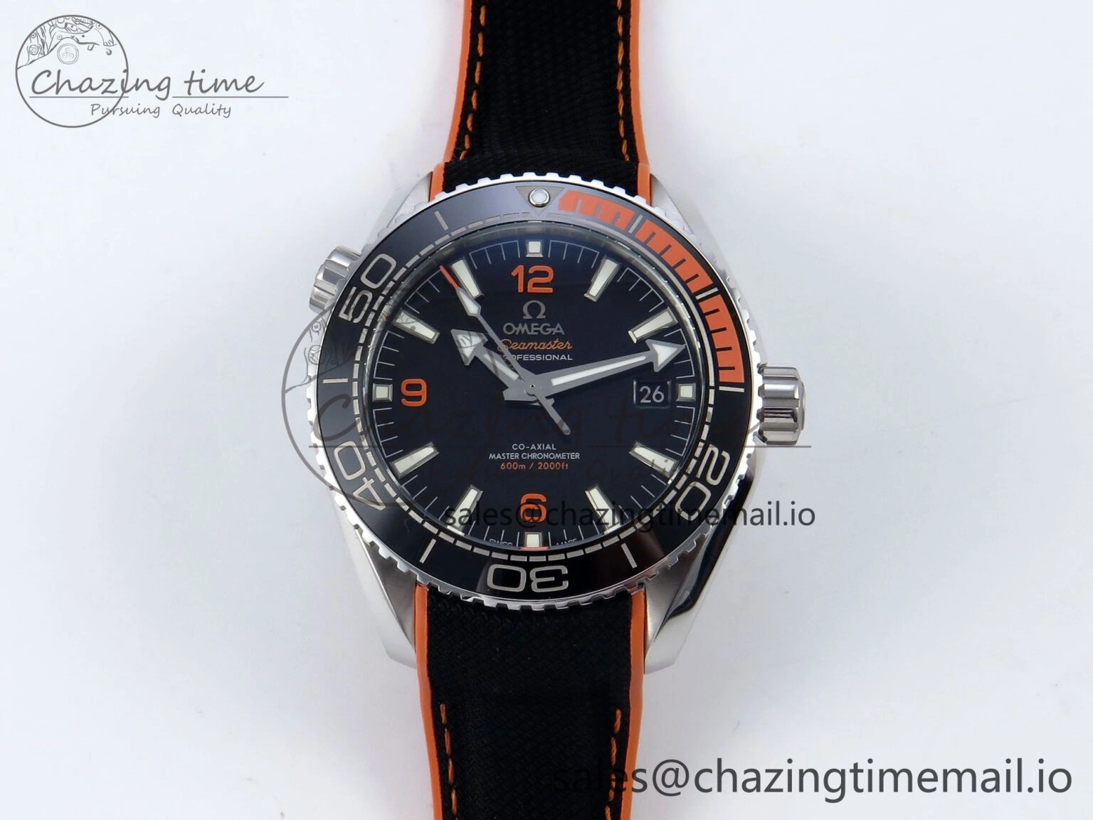Seamaster Planet Ocean 600M 43.5mm SS SCF 1:1 Best Edition Black orange Bezel Black Dial on Black Rubber Strap A8900 Super Clone ModernLook 7663