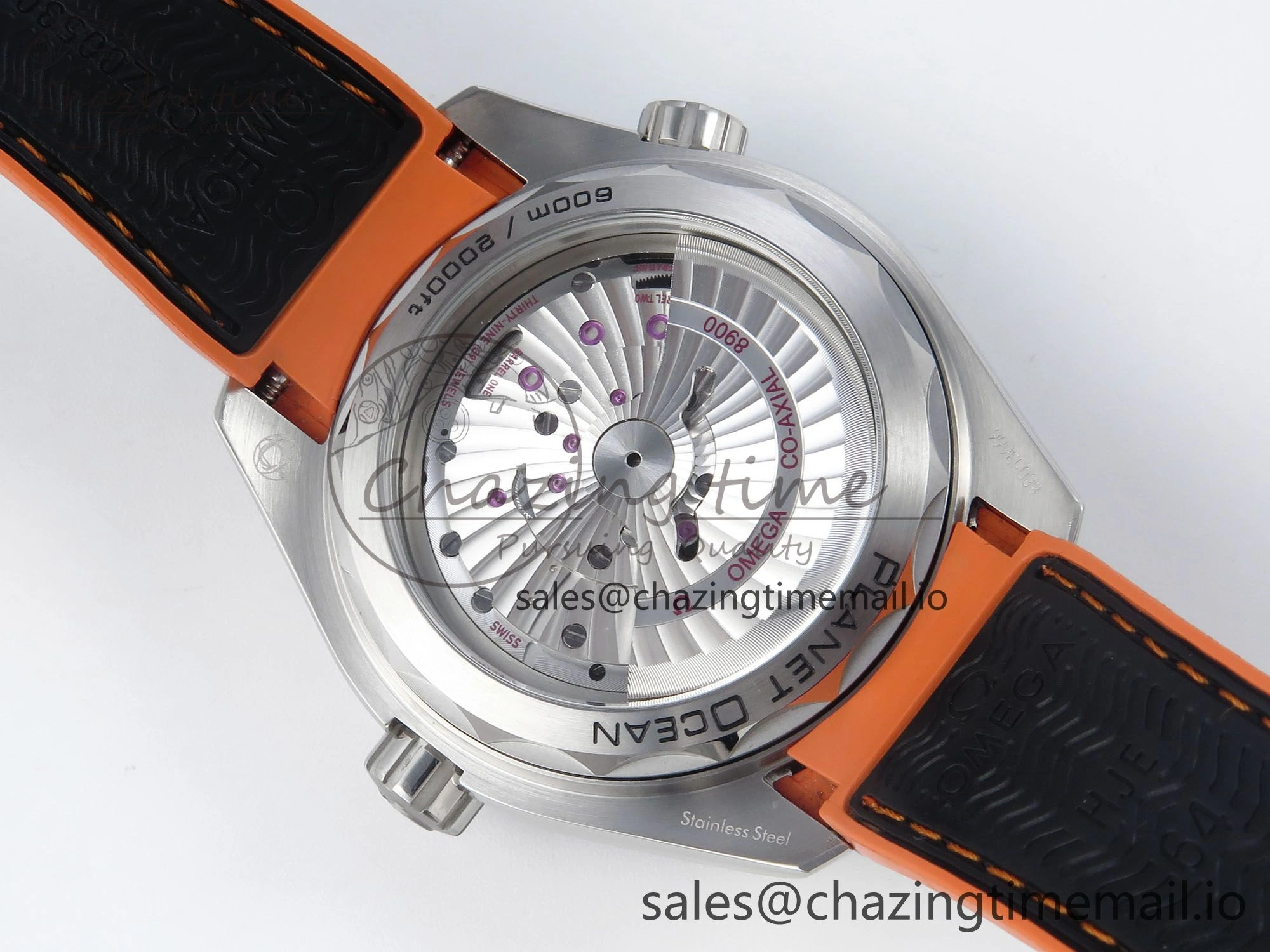 Seamaster Planet Ocean 600M 43.5mm SS SCF 1:1 Best Edition Black orange Bezel Black Dial on Black Rubber Strap A8900 Super Clone ModernLook 7663