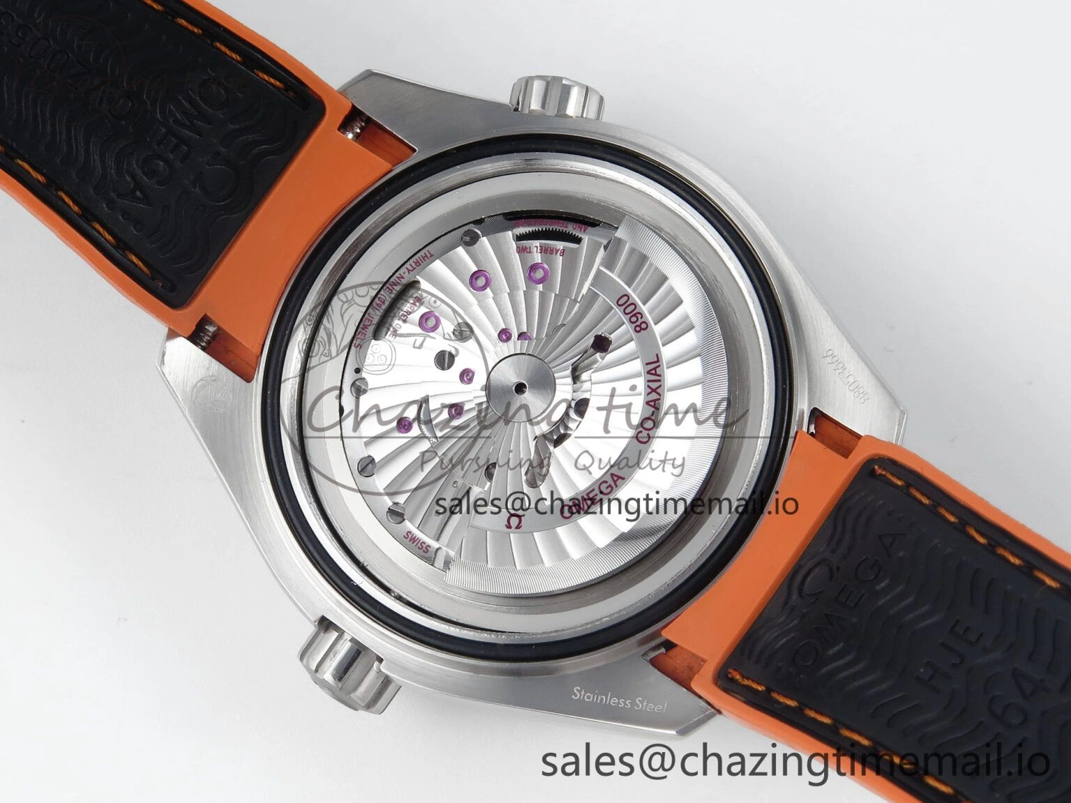 Seamaster Planet Ocean 600M 43.5mm SS SCF 1:1 Best Edition Black orange Bezel Black Dial on Black Rubber Strap A8900 Super Clone ModernLook 7663